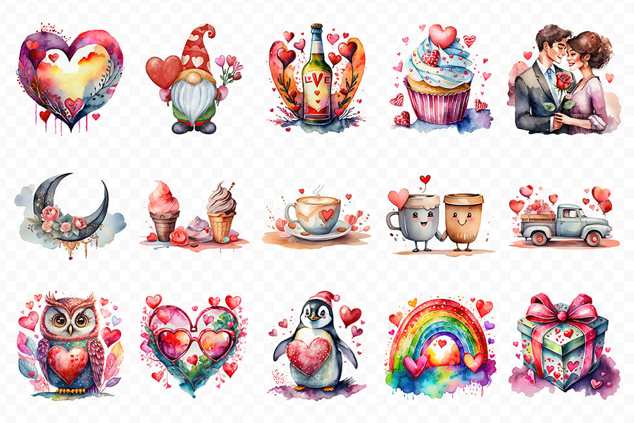 Cute Valentine's Day Clipart Bundle PNG
