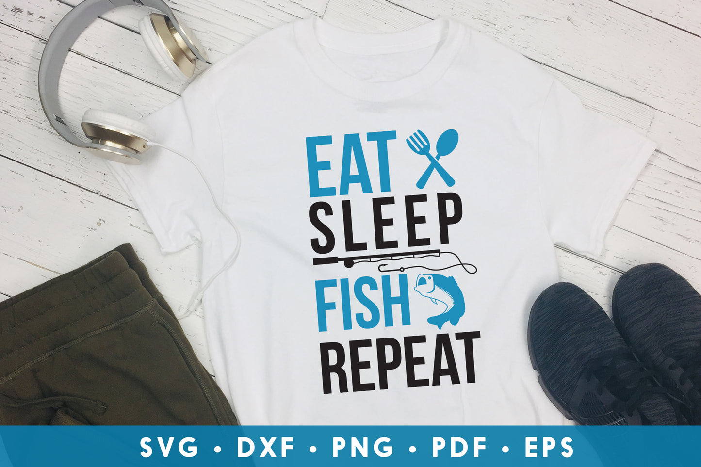 Eat Sleep Fish Repeat, Fishing SVG Design