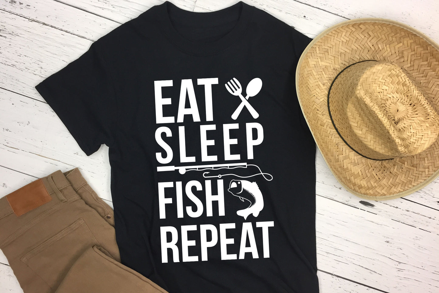Eat Sleep Fish Repeat, Fishing SVG Design