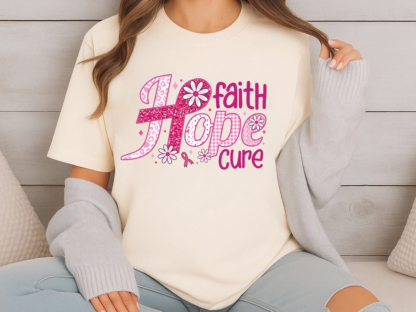 Faith Hope Cure - Preppy Breast Cancer Sublimation
