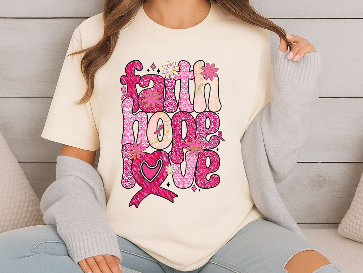 Faith Hope Love - Breast Cancer Preppy Sublimation