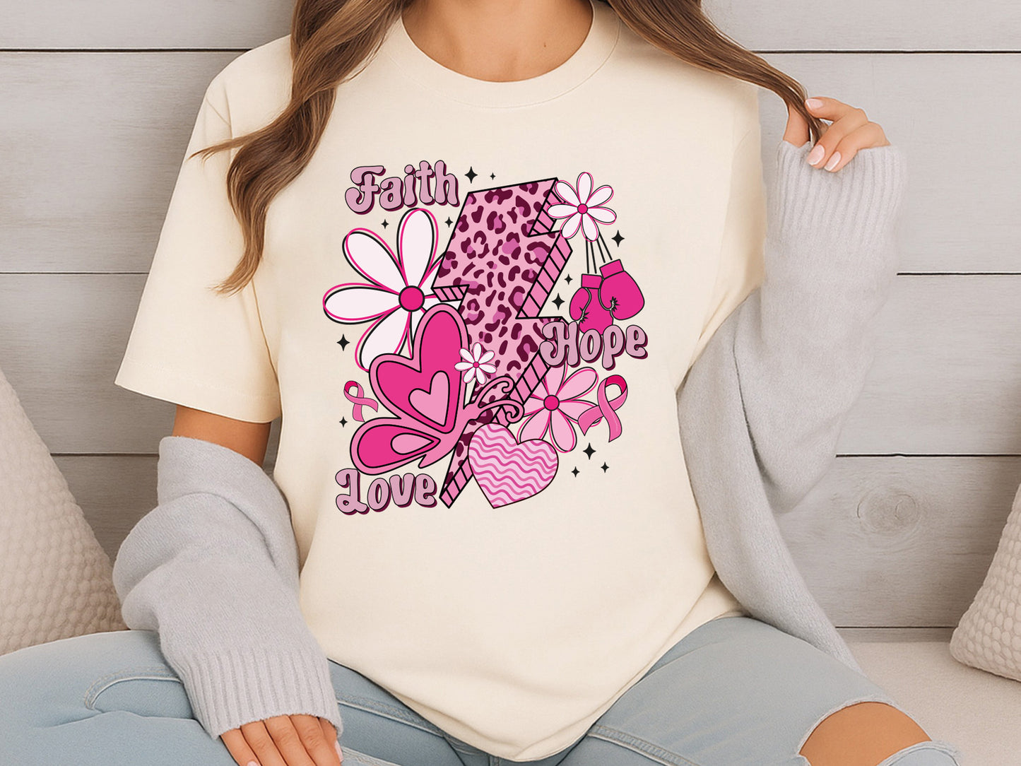 Faith Hope Love - Breast Cancer Sublimation Preppy