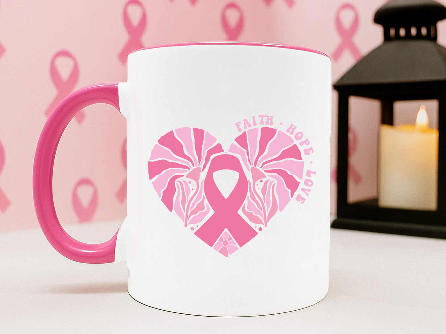 Faith Hope Love, Breast Cancer Boho Flower SVG