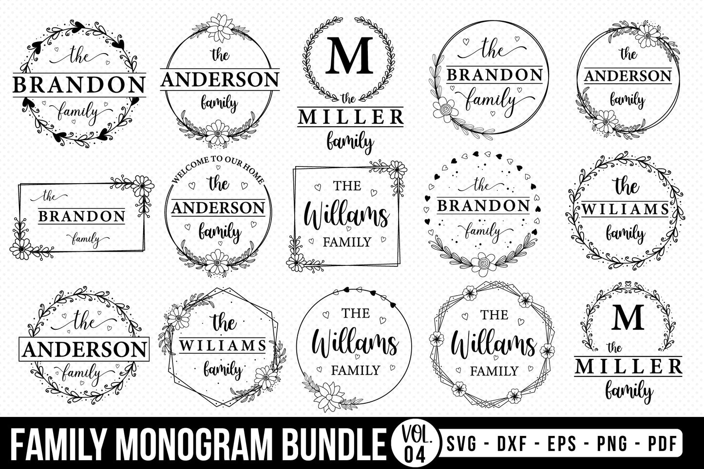Family Name Monogram SVG Sign Making Bundle