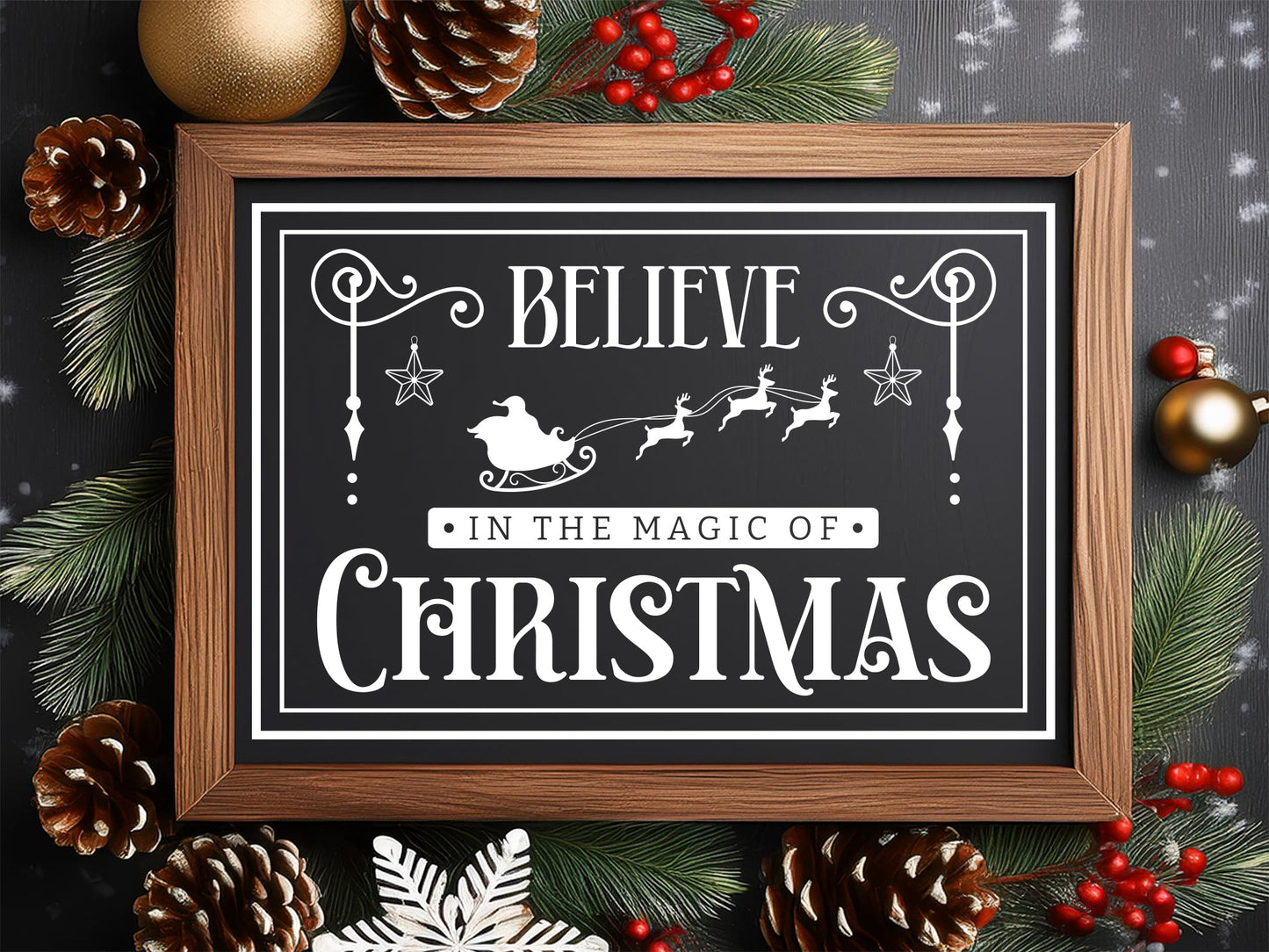 Farmhouse Believe in the Magic of Christmas Sign SVG