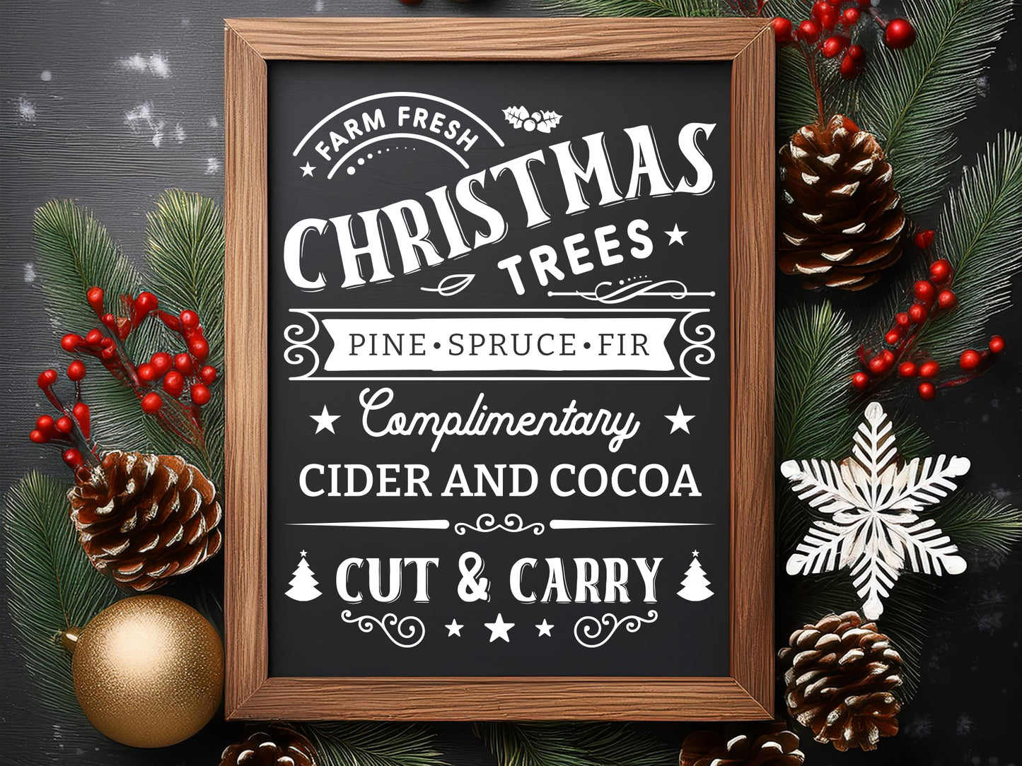 Farmhouse Farm Fresh Christmas Trees Sign SVG File
