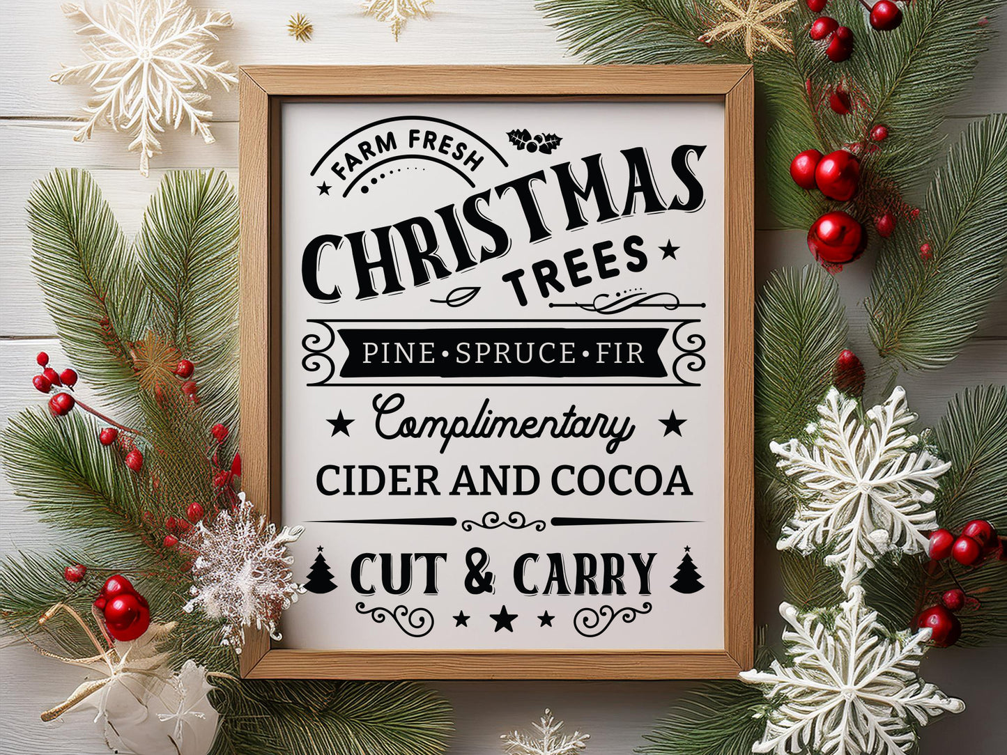 Farmhouse Farm Fresh Christmas Trees Sign SVG File