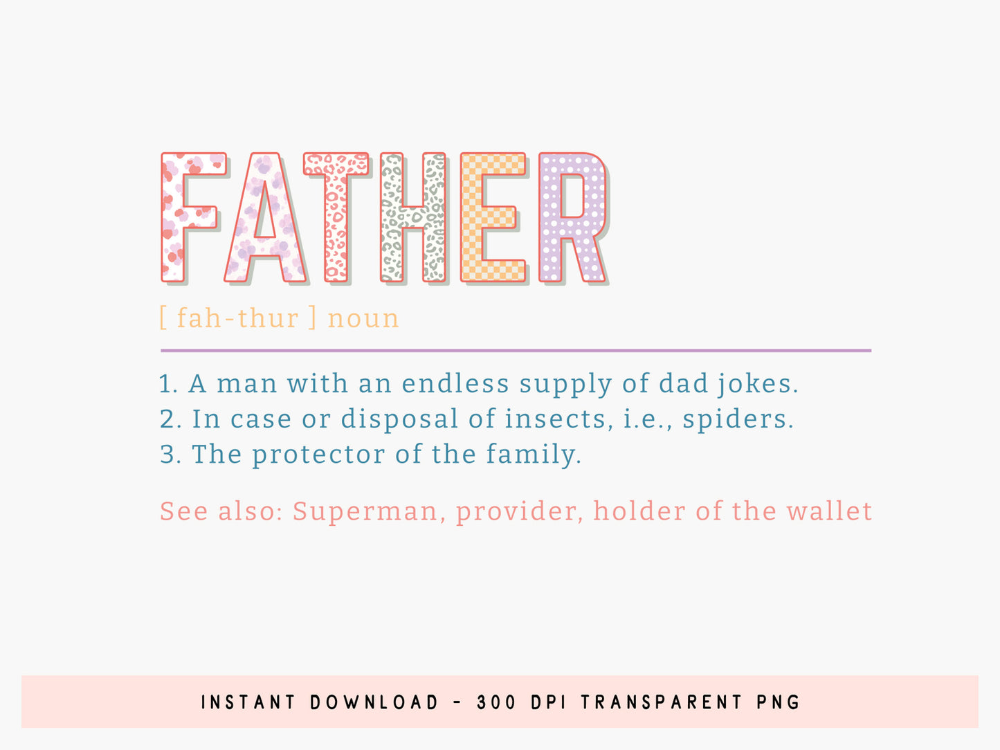 Father Definition Sublimation Design PNG