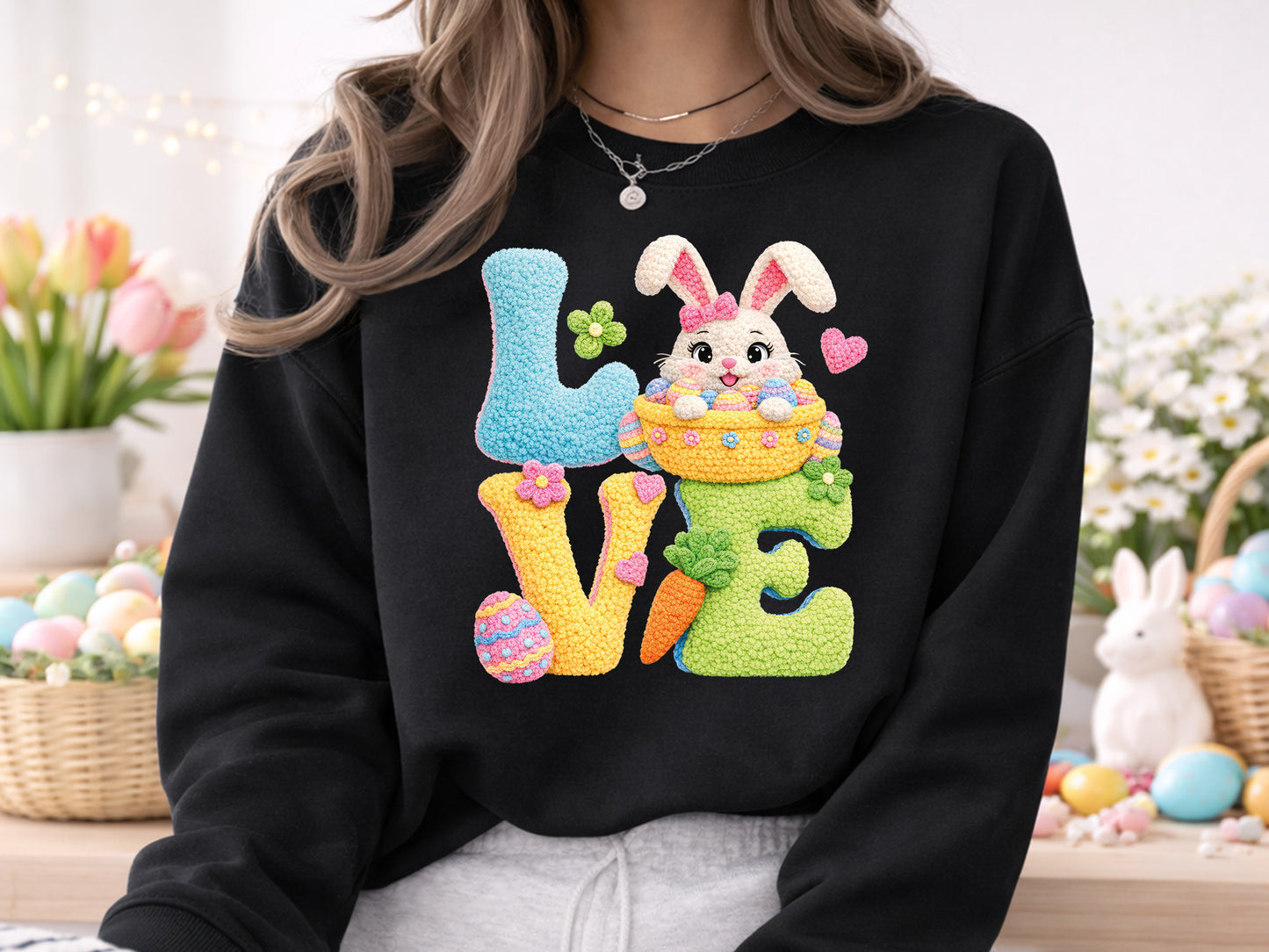 Faux Latch Hook Love Easter Sublimation PNG