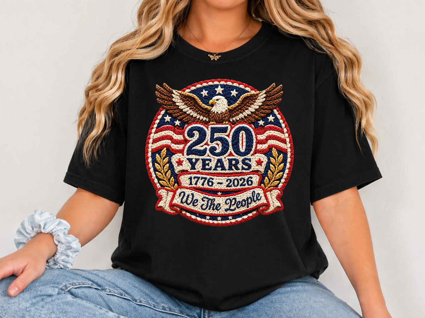Faux Yarn 250 Years of America Sublimation PNG