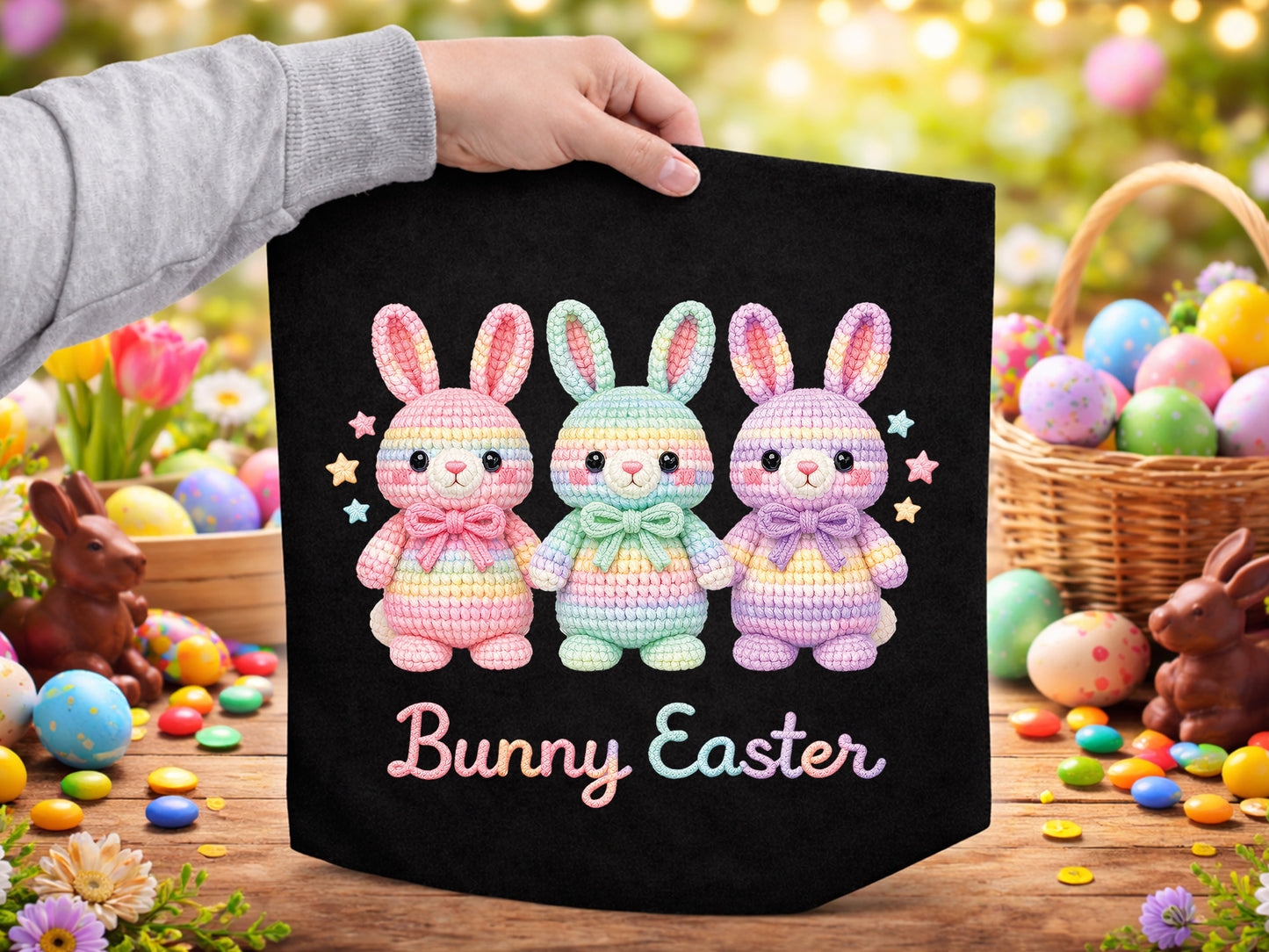 Faux Yarn Bunny Easter Sublimation PNG