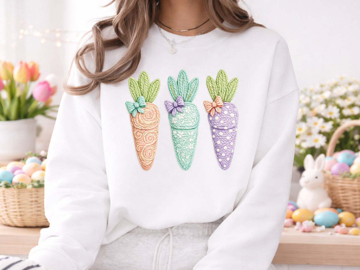 Faux Yarn Carrot Easter Sublimation Print