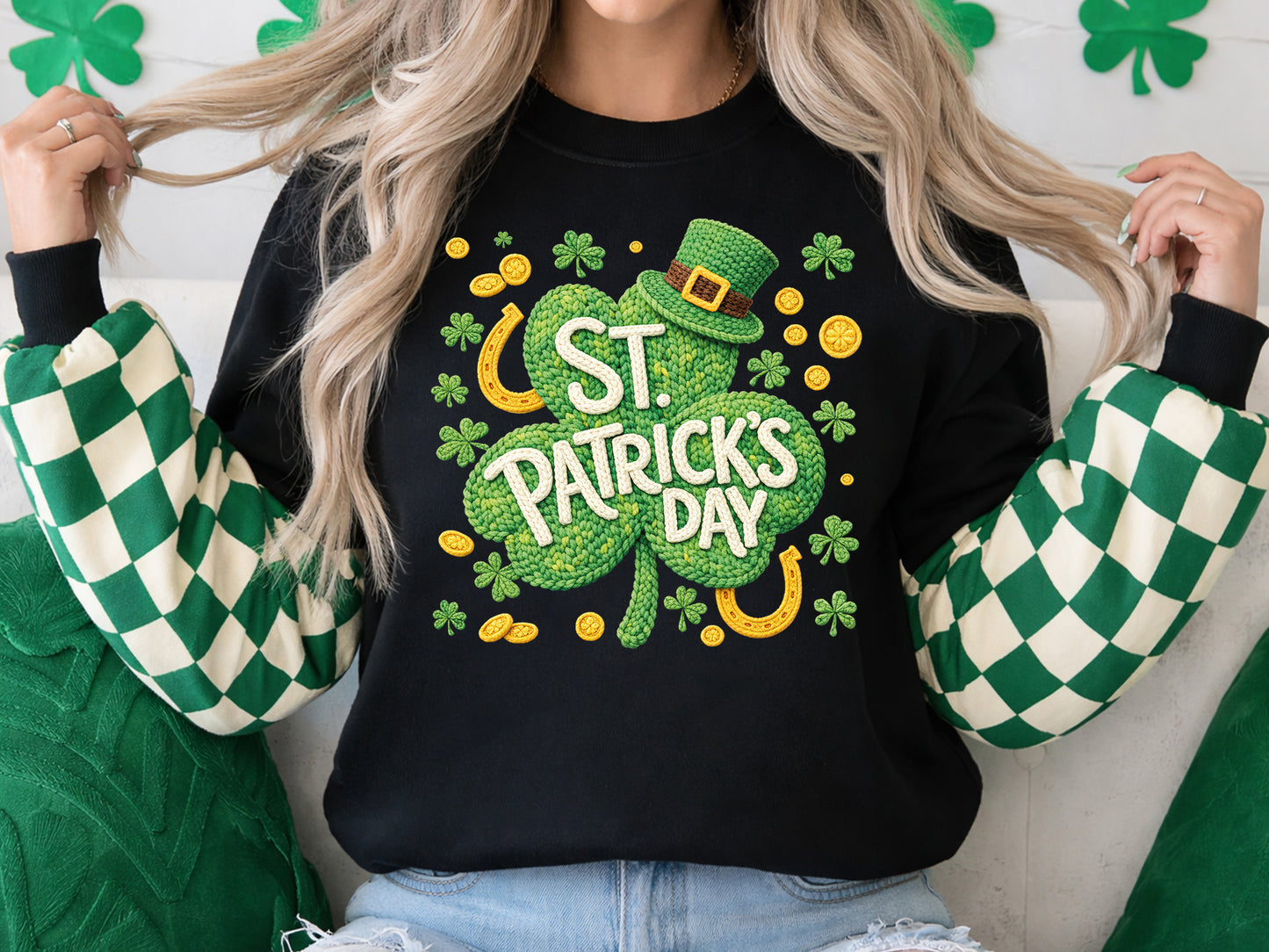 Faux Yarn Clover St Patrick's Day Sublimation