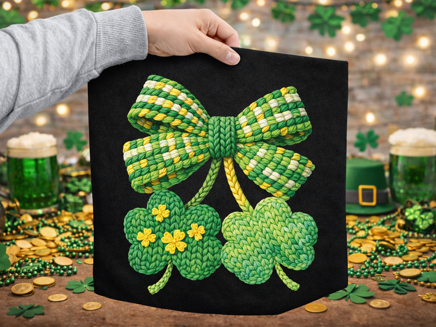 Faux Yarn Coquette Clover St Patrick's Clipart