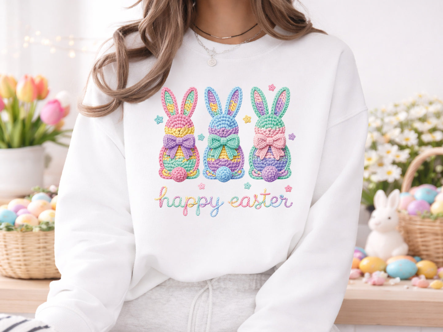 Faux Yarn Coquette Happy Easter Sublimation