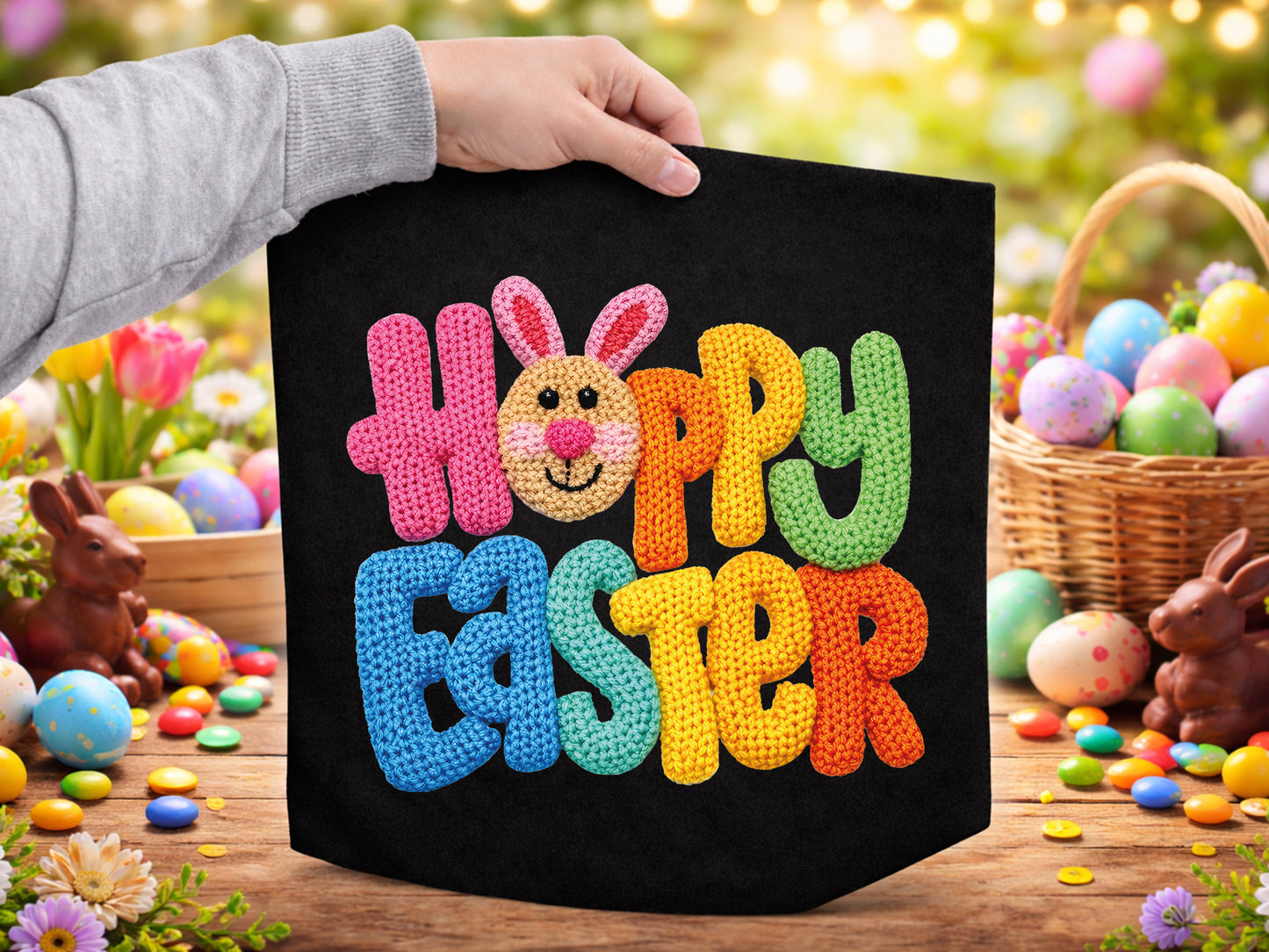 Faux Yarn Hoppy Easter Sublimation PNG