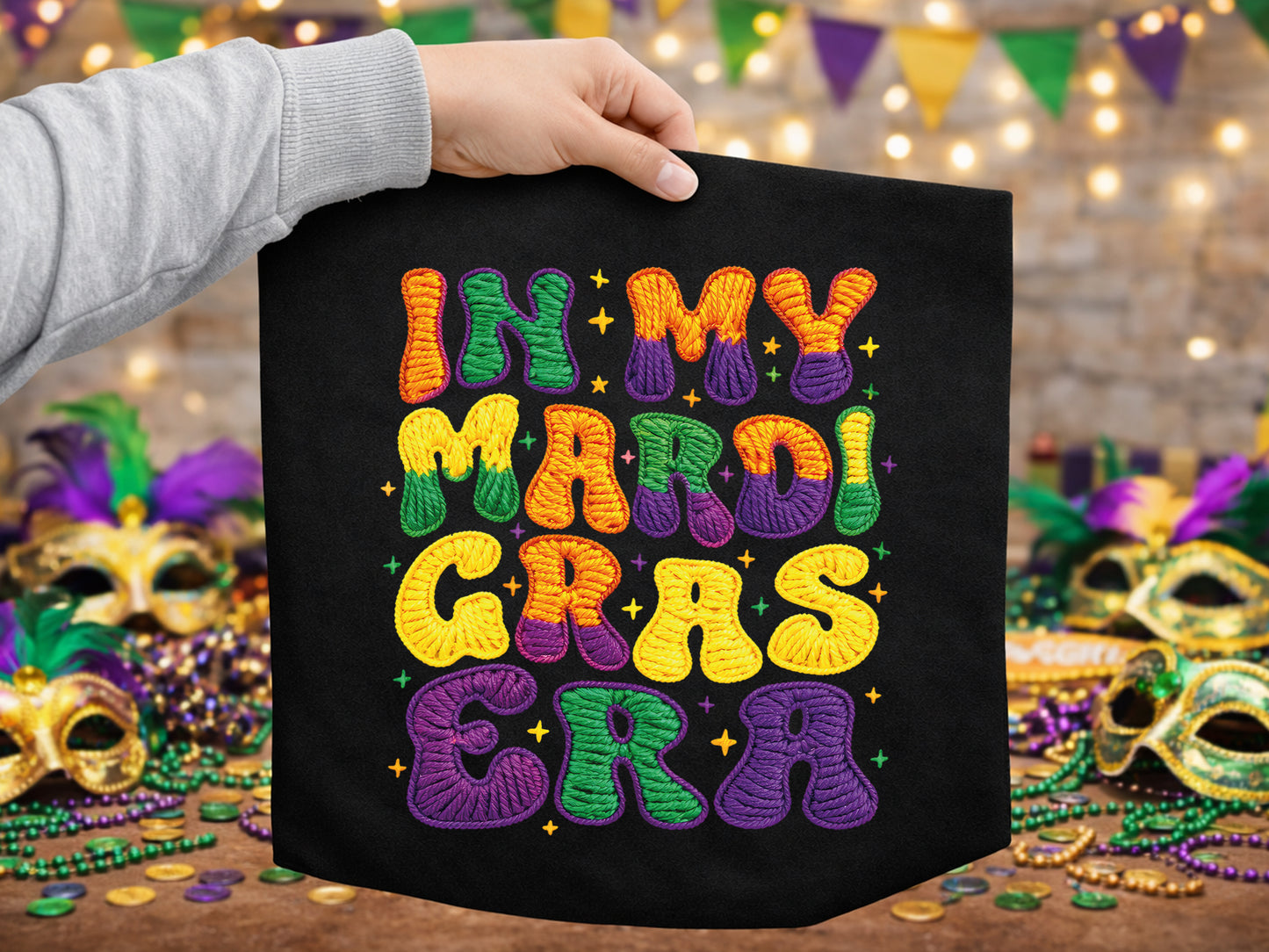 Faux Yarn In My Mardi Gras Era Sublimation