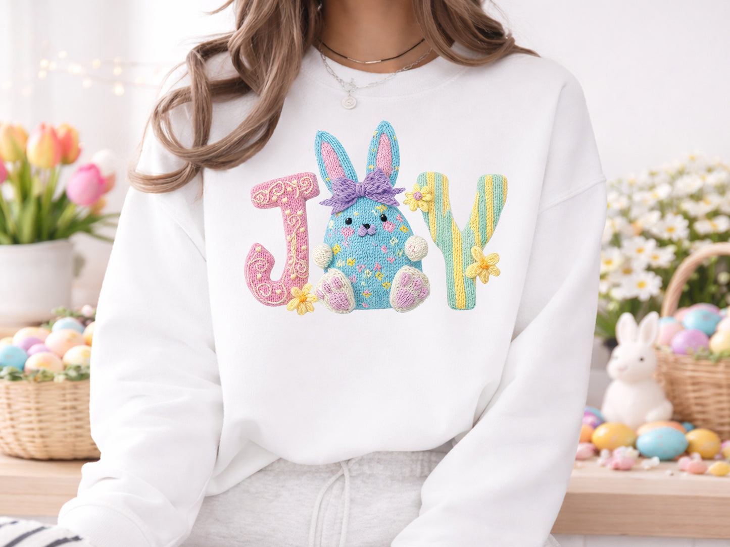 Faux Yarn Joy Easter Sublimation Transfer