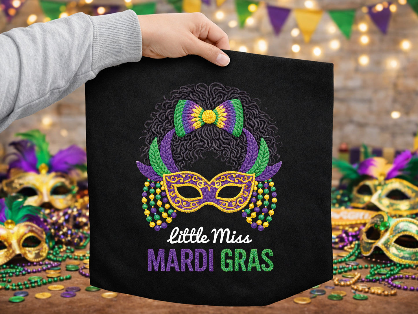 Faux Yarn Little Miss Mardi Gras Sublimation PNG