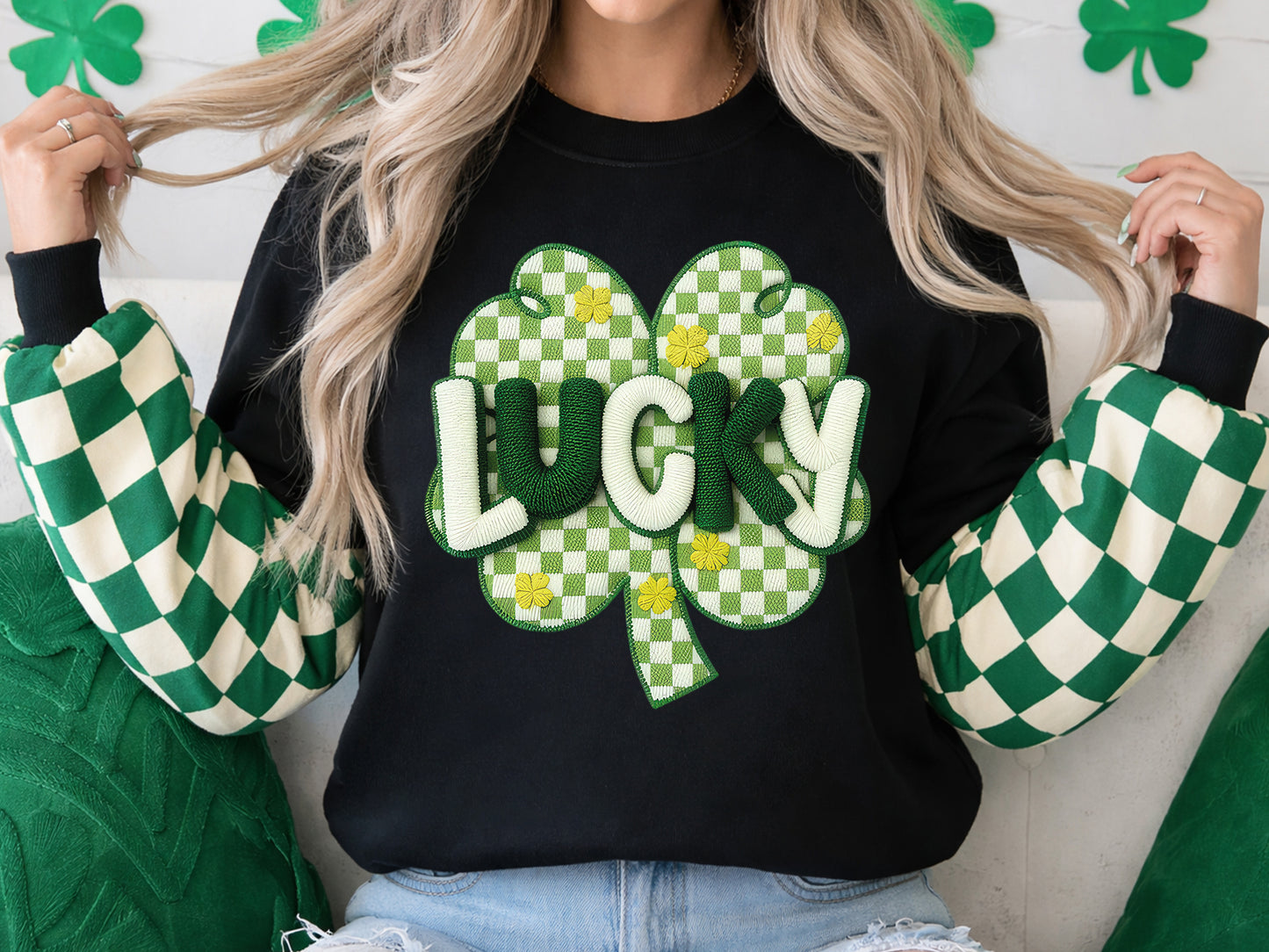 Faux Yarn Lucky Clover St Patrick's Day PNG