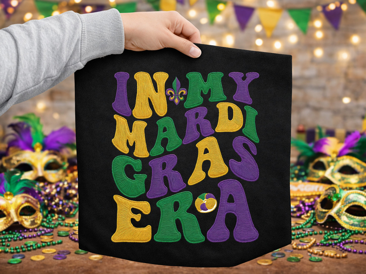 Faux Yarn Retro In My Mardi Gras Era PNG