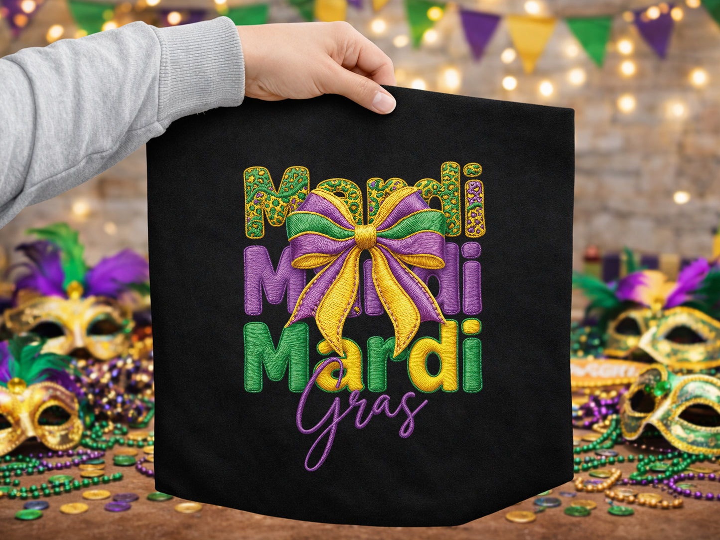 Faux Yarn Retro Mardi Gras Sublimation PNG