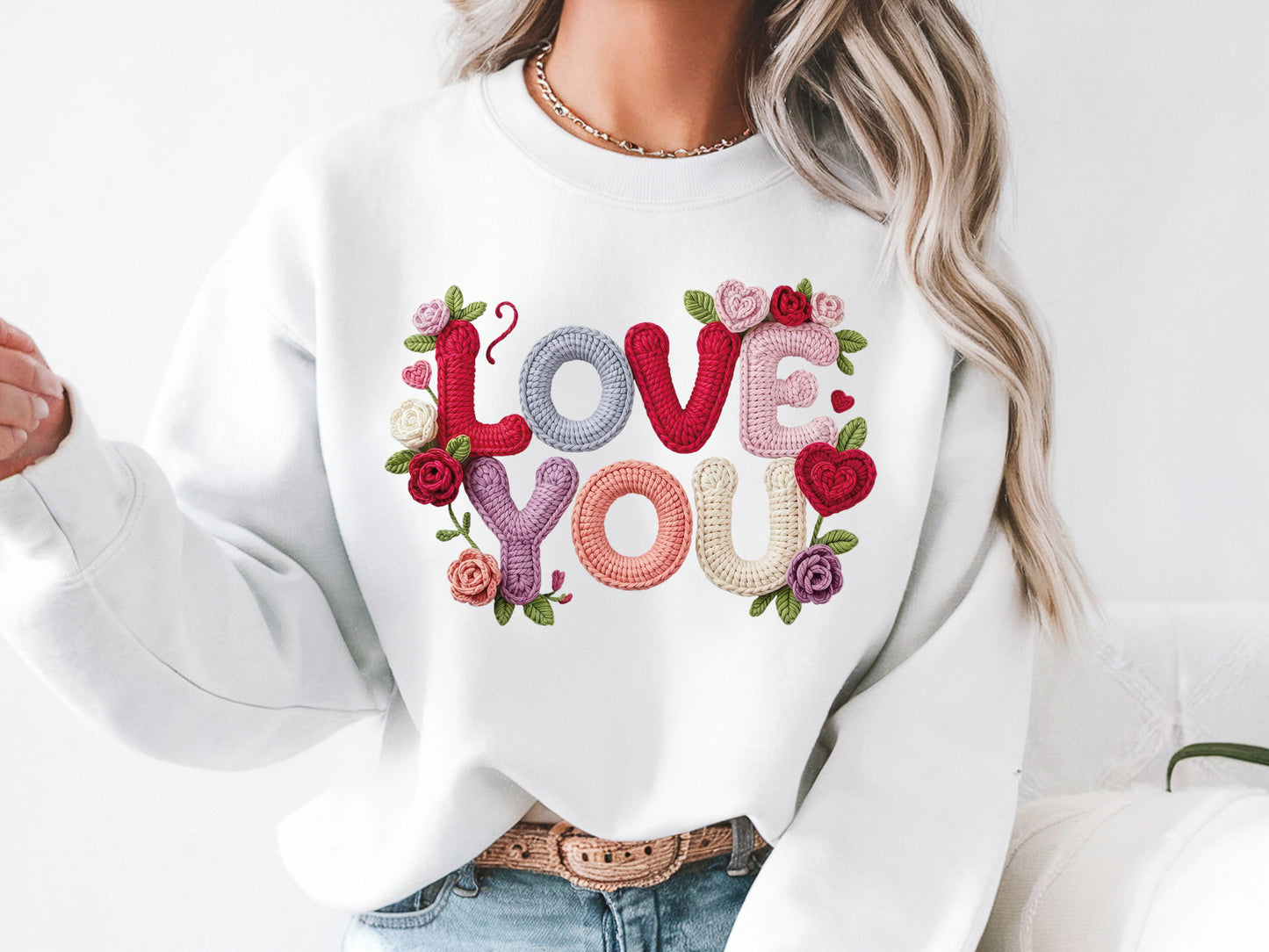 Faux Yarn Rose Love You Valentine Sublimation