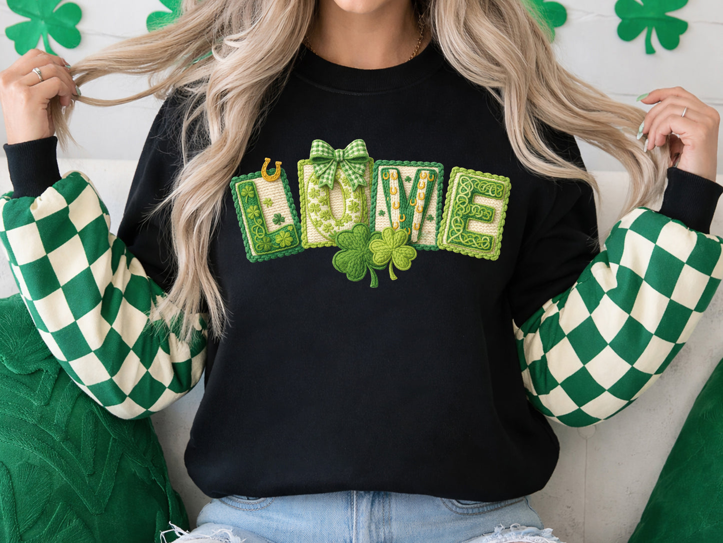 Faux Yarn St Patrick's Day Love Sublimation Design