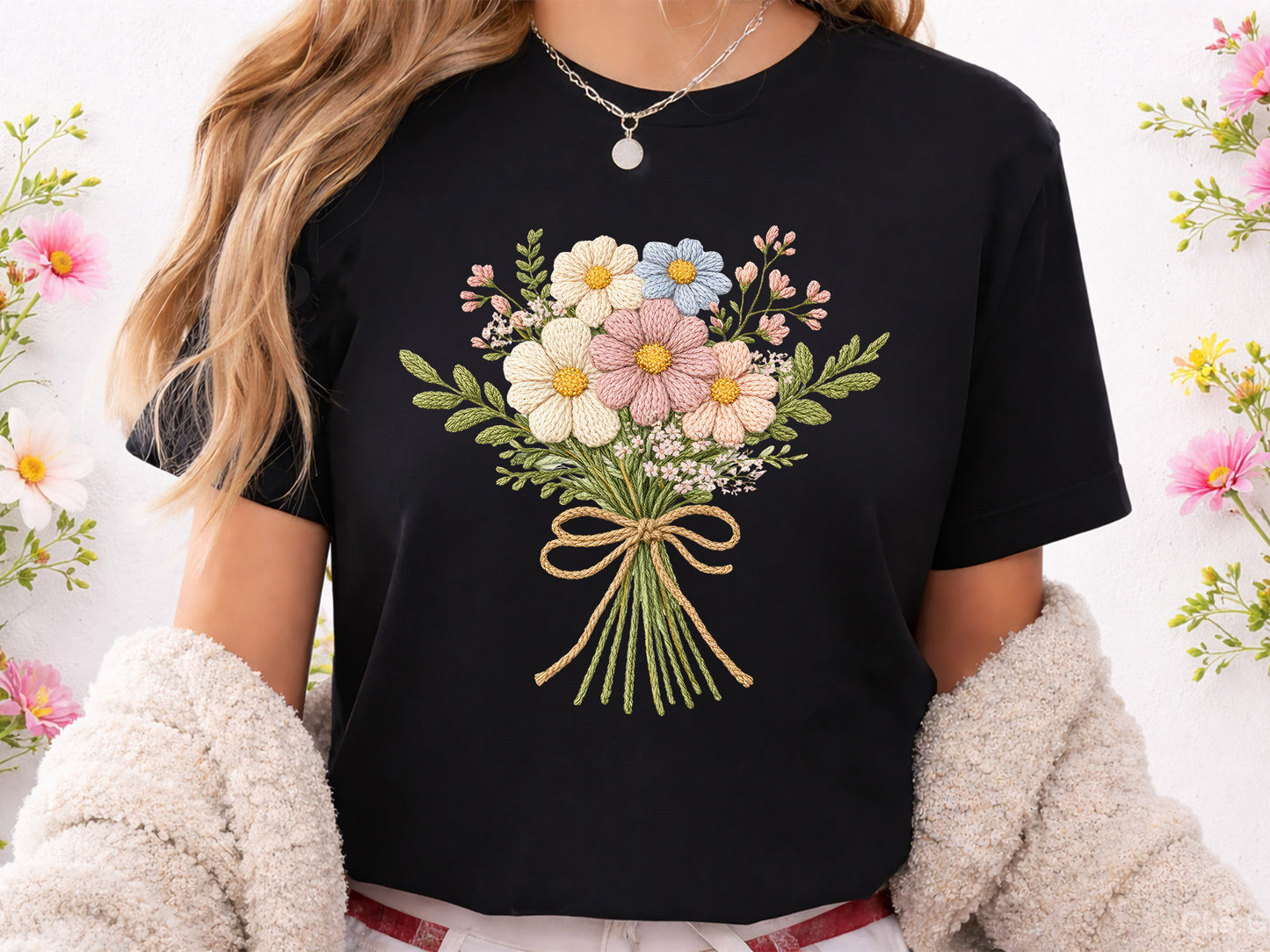 Faux Yarn Wildflower PNG Sublimation Bundle