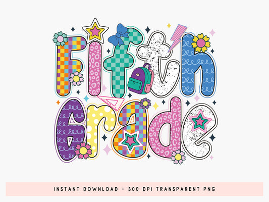 Fifth Grade, Back to School Preppy Sublimation