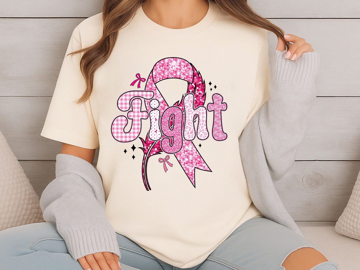 Fight - Preppy Breast Cancer Sublimation Print