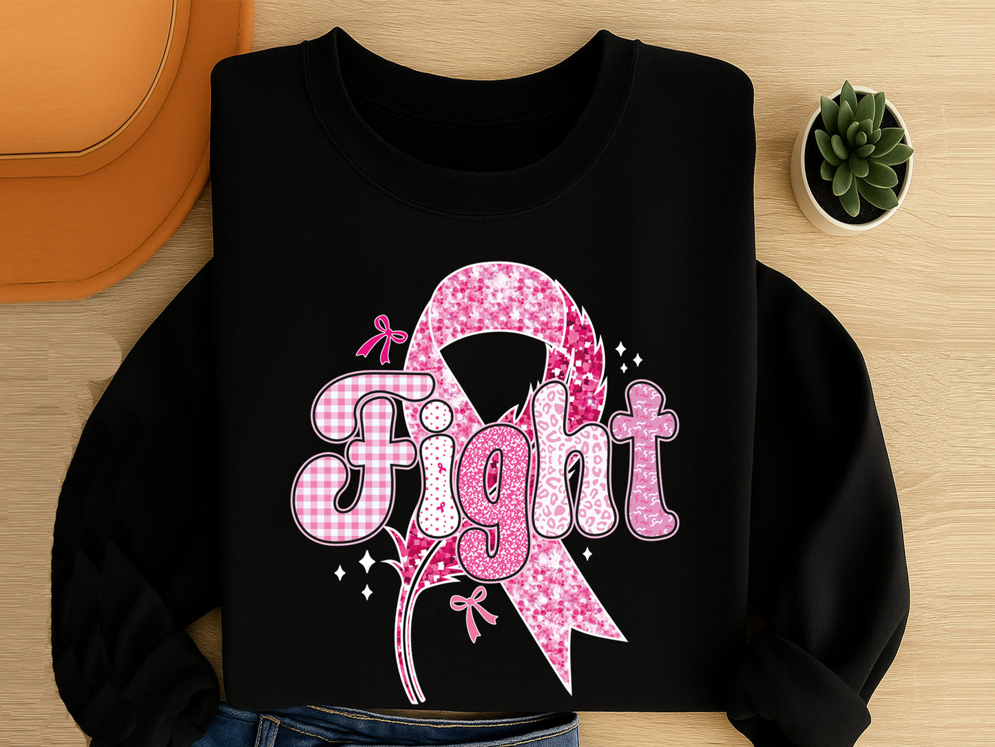 Fight - Preppy Breast Cancer Sublimation Print