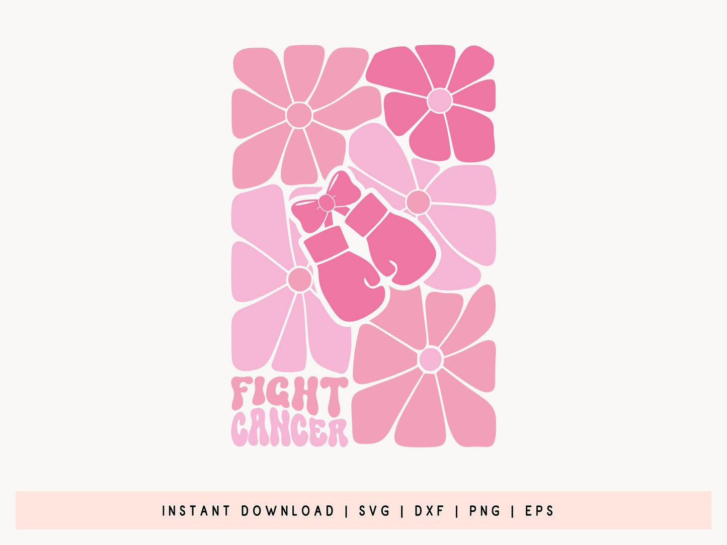 Fight Cancer Boho Floral SVG Cut File