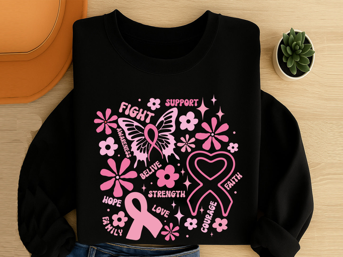 Fight Support Awareness, Breast Cancer Flower SVG