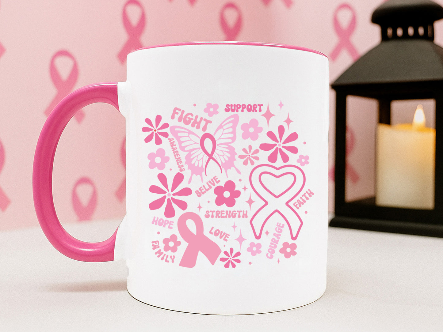 Fight Support Awareness, Breast Cancer Flower SVG