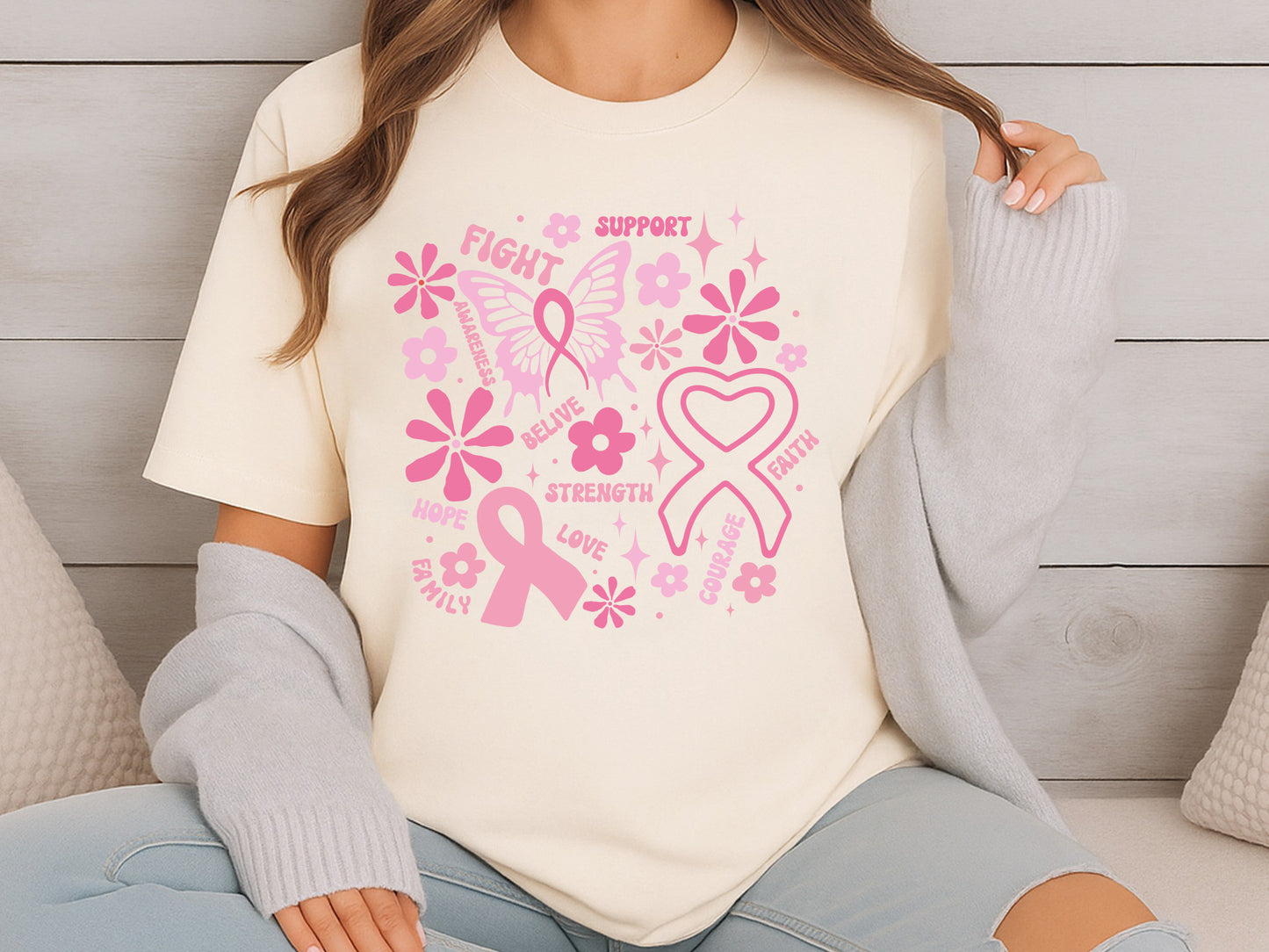 Fight Support Awareness, Breast Cancer Flower SVG