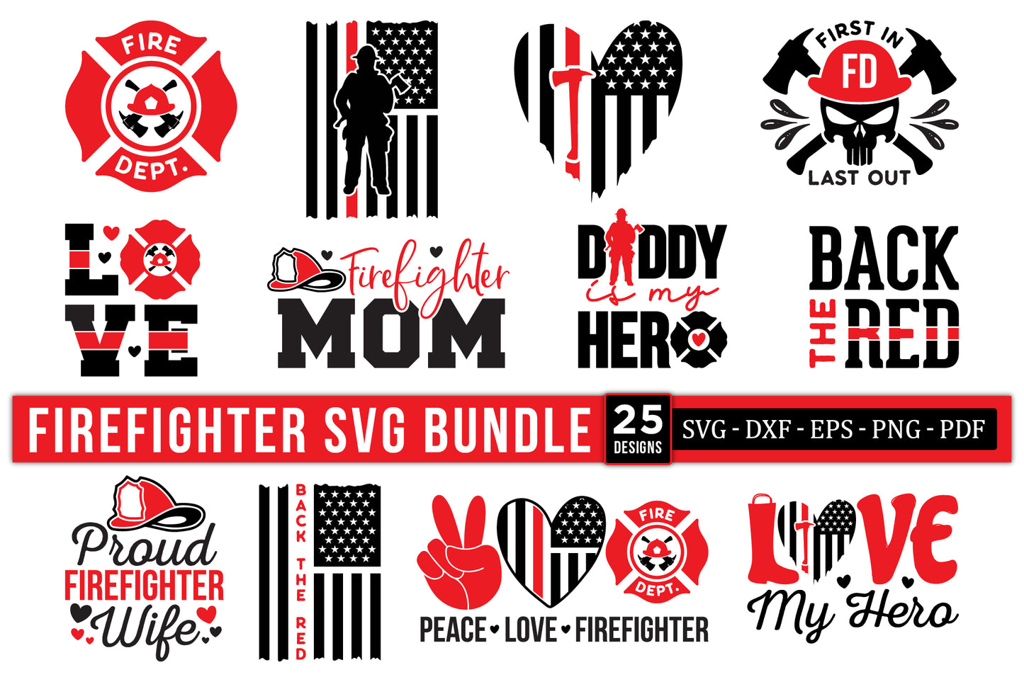 Firefighter SVG Designs Bundle