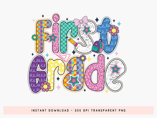 First Grade, Preppy Back to School Sublimation Print