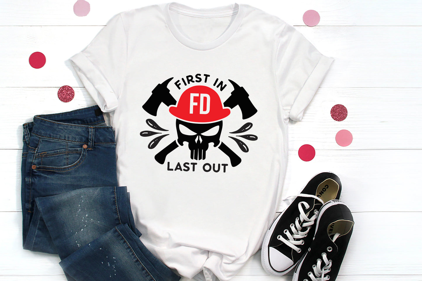 First In Last Out, Firefighter Skull SVG