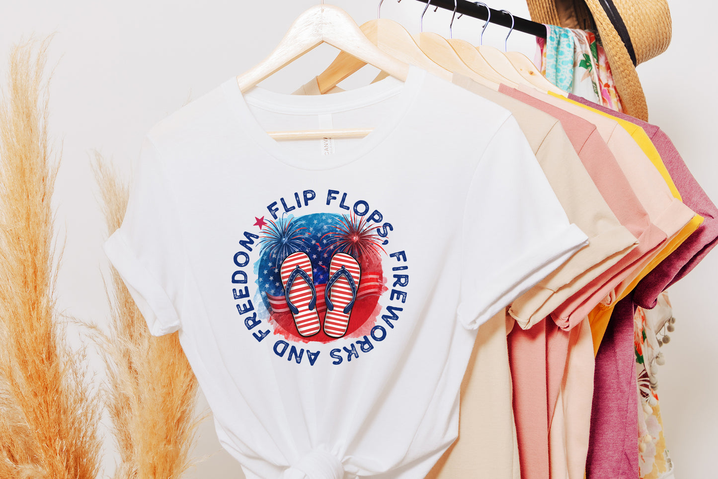 Flip Flops Fireworks and Freedom, Fourth of July PNG