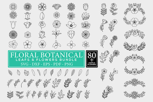 Floral Botanical Leaves & Flowers SVG Bundle