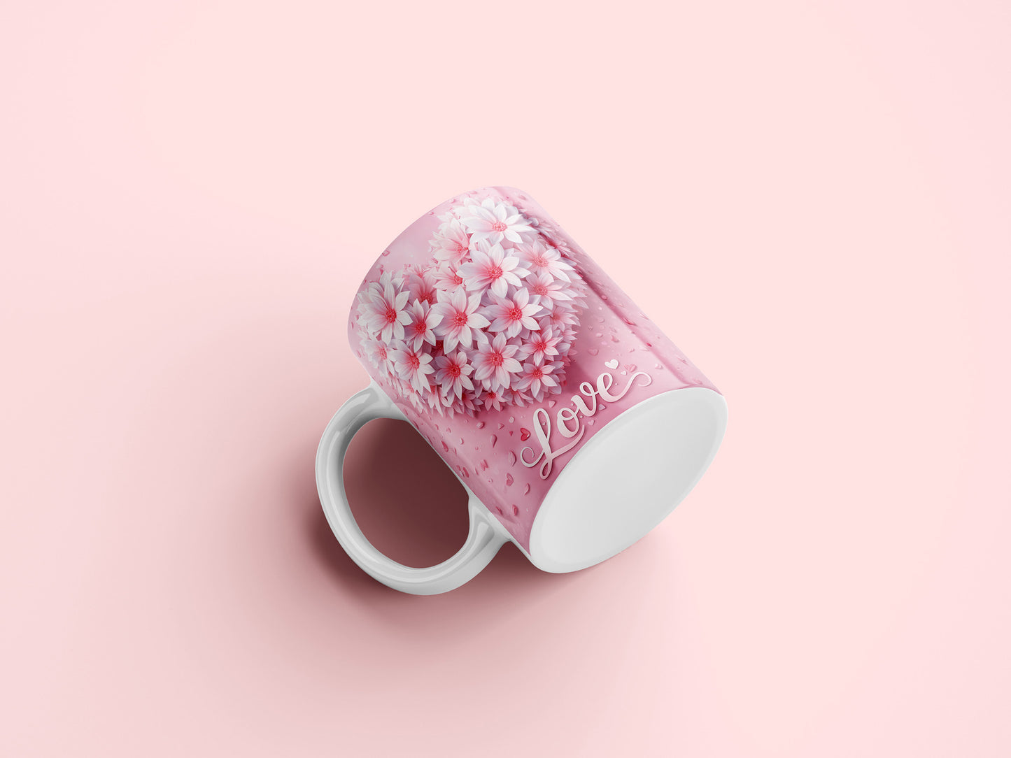 Floral Love Valentine Mug Wrap Sublimation PNG