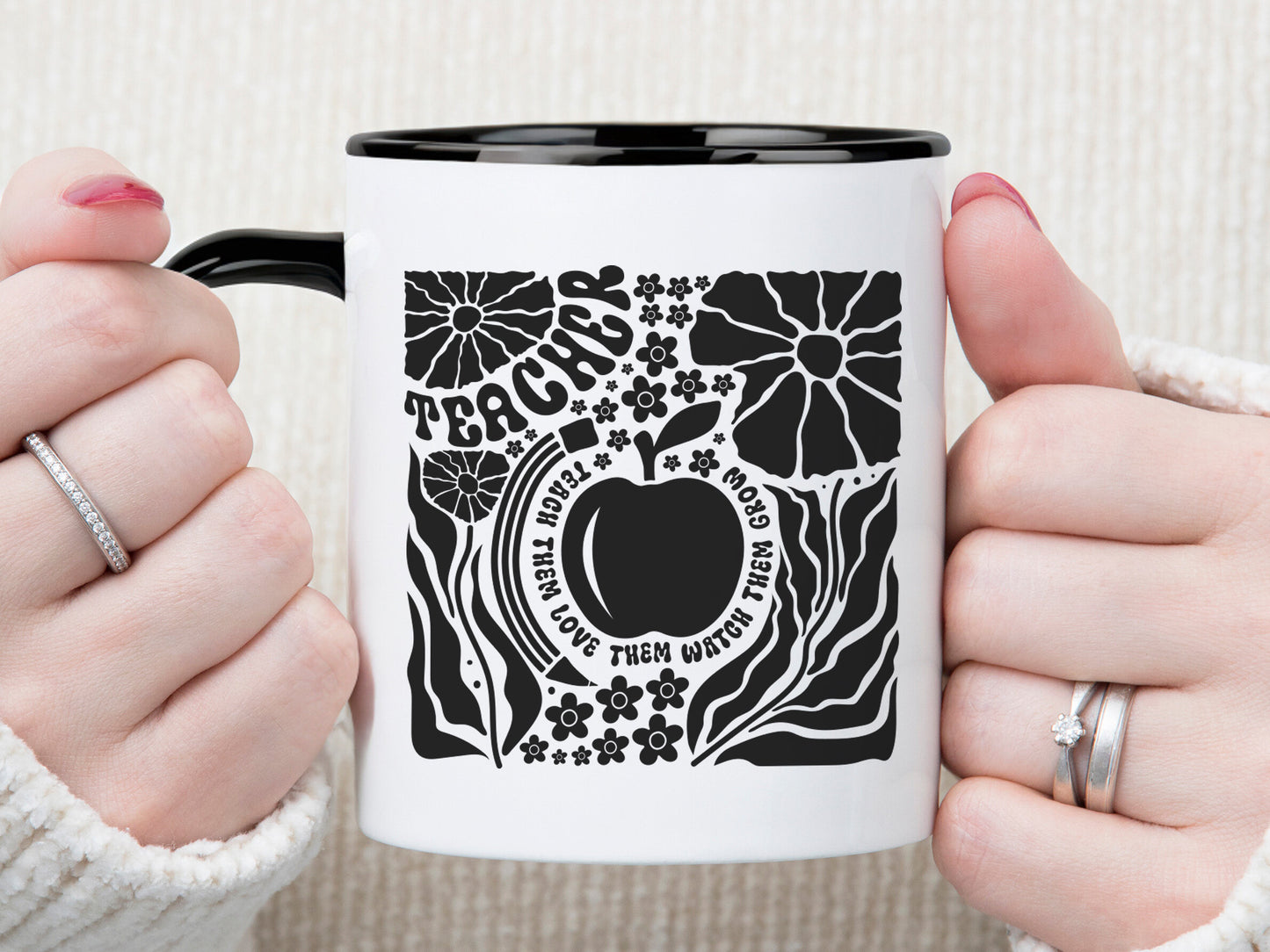Floral Teacher Teach Them Love Them Watch Them Grow SVG