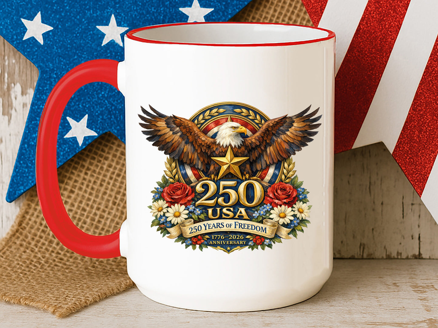 Floral USA 250 Years of Freedom PNG Design