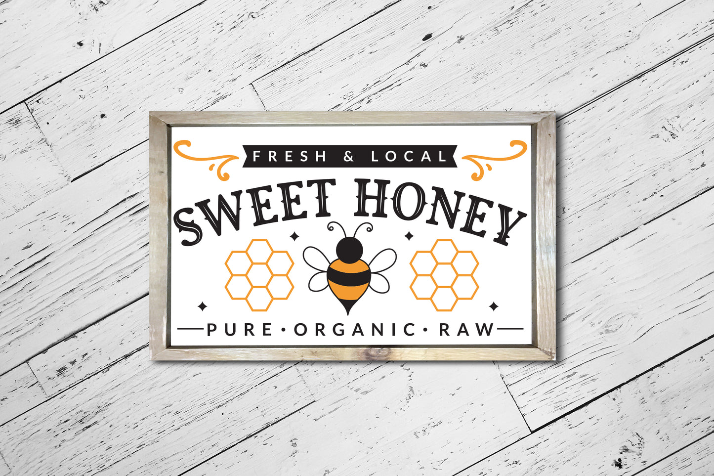 Fresh & Local Sweet Honey, Bee Sign Design SVG