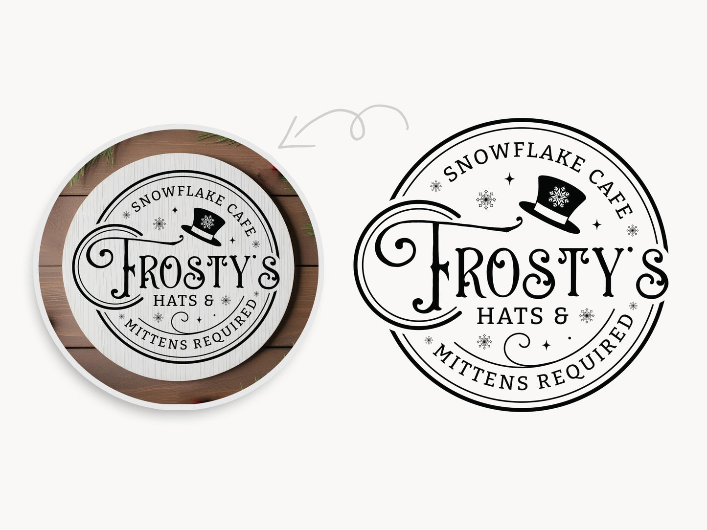 Frosty's Snowflake Cafe - Winter Sign SVG