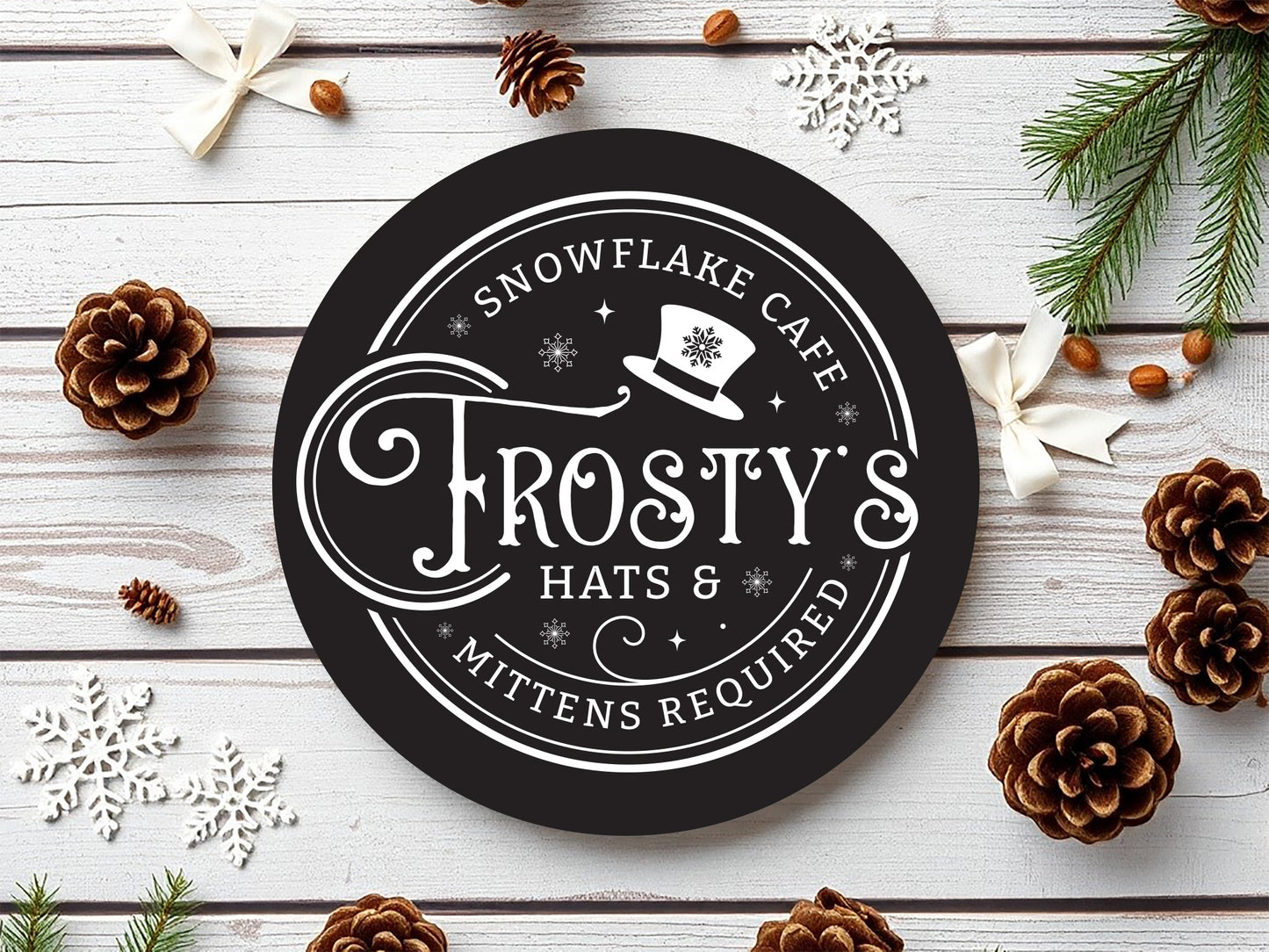 Frosty's Snowflake Cafe - Winter Sign SVG