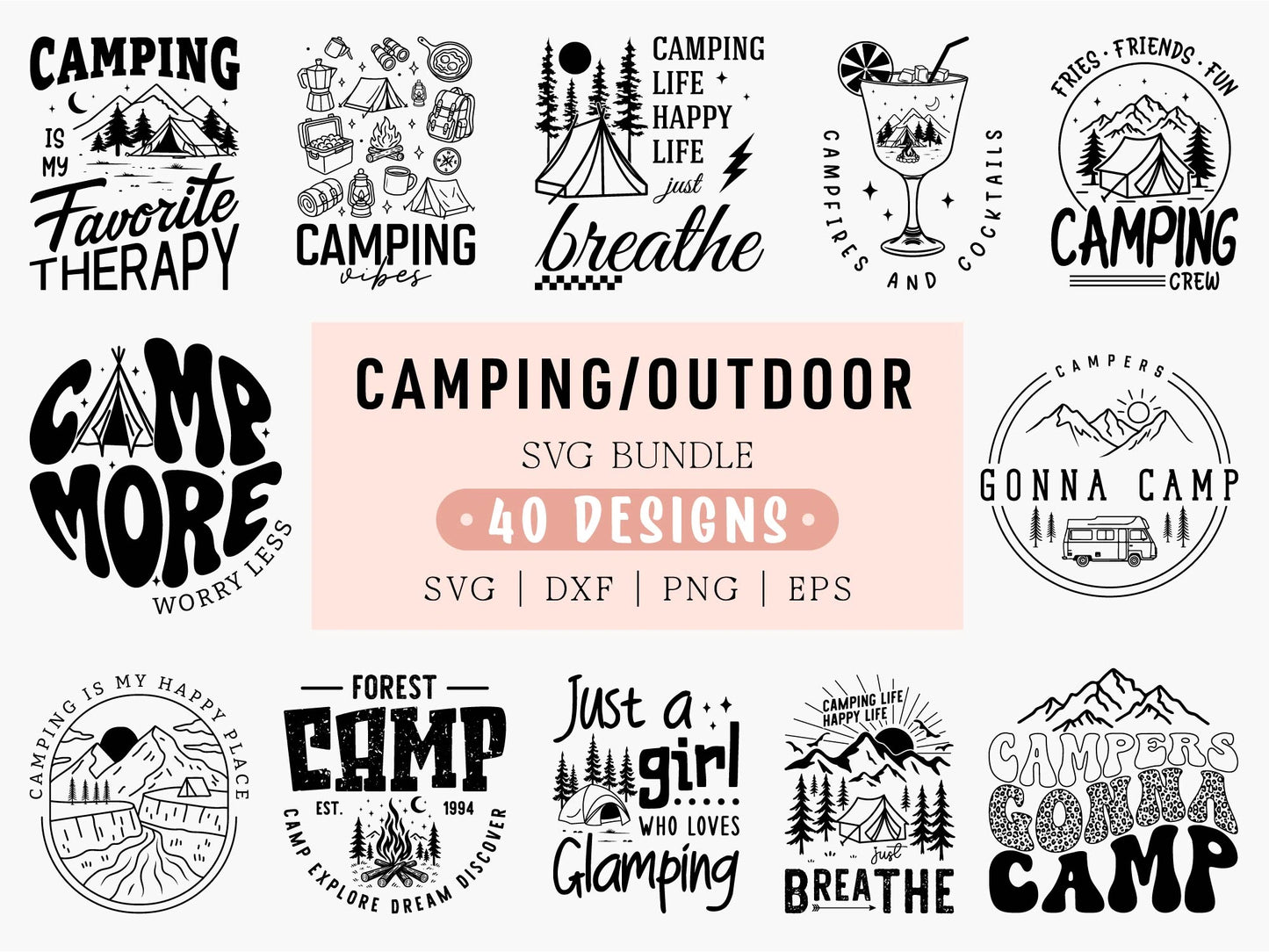Funny Camping / Outdoor SVG Designs Bundle