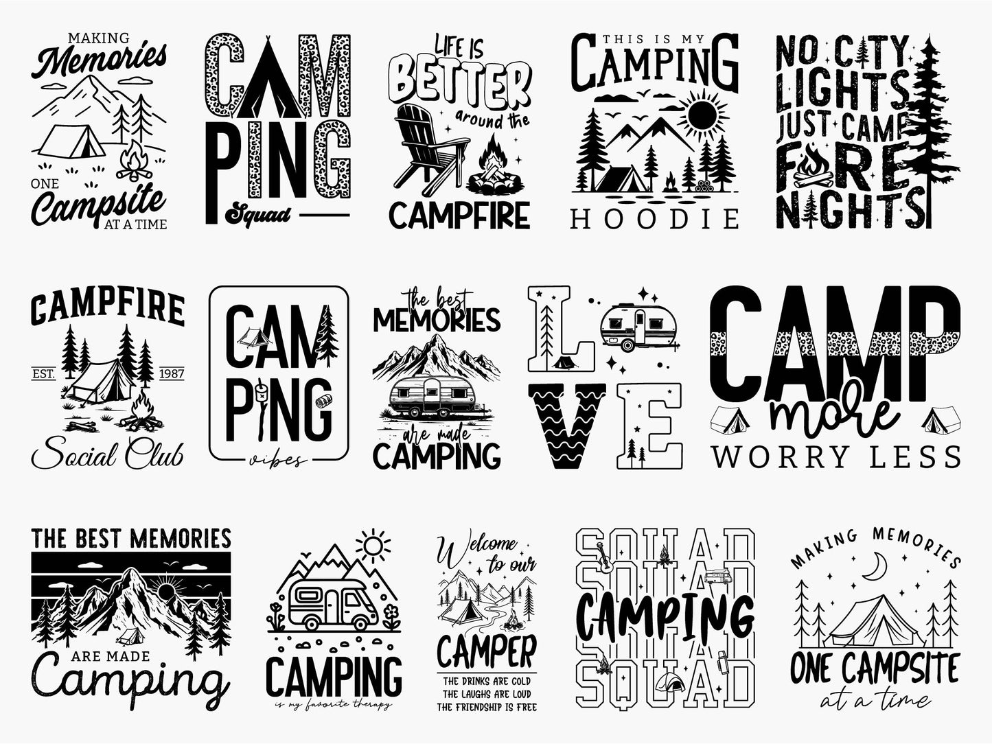 Funny Camping / Outdoor SVG Designs Bundle