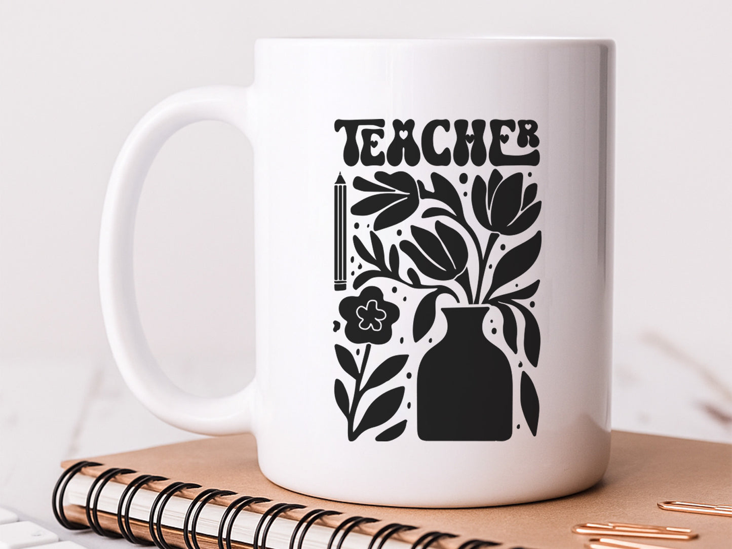Funny Teacher Boho Flower SVG Cut File
